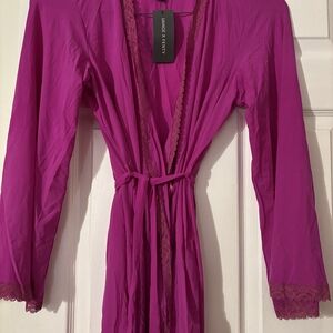 Savage X Fenty Vibrant Magenta Lace Trim Robe